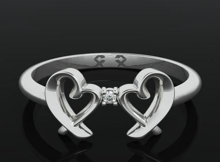 doble amoroso corazón anillo 507 3dprinted diseño Moda oro dorado joya joyería impresión imprimible prototipos anillos plata 3d print model - Mito3D