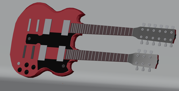 doppelt Hals Gitarre niedrig poly Gibson eds 1275 Kunst sg Anzeige 3d print model - Mito3D