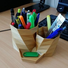 double pencil cup holder  desk desk organizer office openscad pencil cup pencil holder polygon