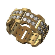 Duplo linha diamante chanfrado ligação banda 3d impressão modelo anel joalheria imprimível ouro prata esterlina jóias luxo noivado Casamento platina 3d print model - Mito3D