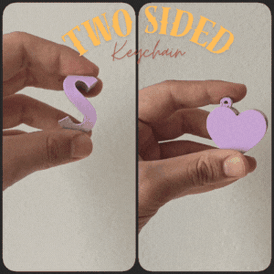 doble cara llavero letra corazón joyería joya llaveros regalo 3d print model - Mito3D