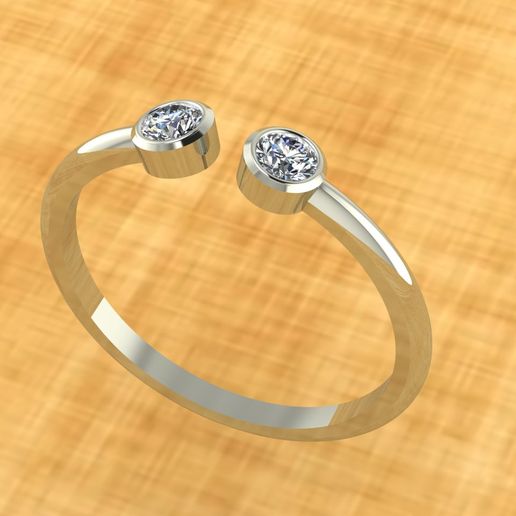 Duplo pedra anel joalheria argolas noivado 3D print model - Mito3D