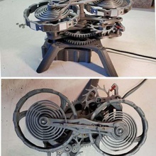 double tourbillon haldimann style various exhaust gears watch spiral engineering 3d print model - Mito3D