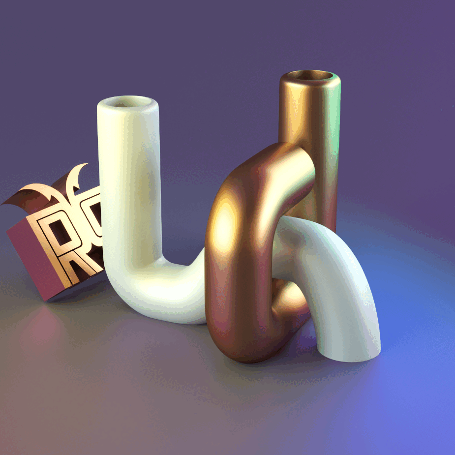double tube vase 3D print model - Mito3D