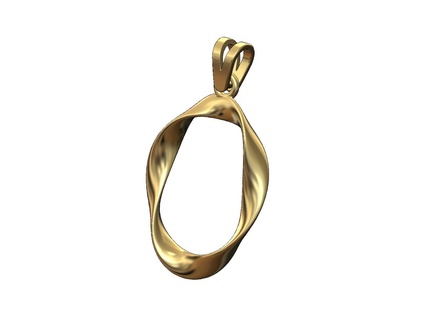 Duplo torcido aro pingente fiança 3d impressão modelo anel aréola trançado torção geométrico joalheria jóias ciclo minimalista ouro prata imprimível moda colar oval 3d print model - Mito3D