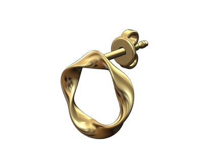 doppelt verdrehte Band Zucht Ohrring 3d drucken Modell Schmuck Ring Heiligenschein geflochten Twist einfach minimalistisch Gold Silber geometrisch druckbar Mode Schleife 3d print model - Mito3D