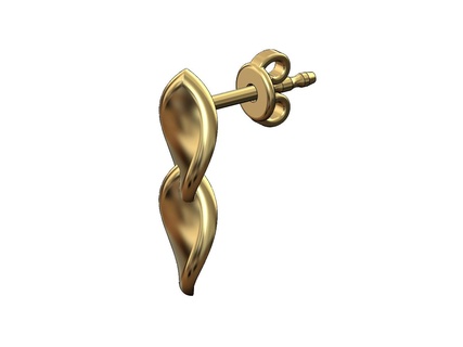 doppelt verdrehte Blatt Zucht Ohrring 3d drucken Modell Twist minimalistisch Gold Silber geometrisch Schmuck druckbar Mode Kette Verknüpfung überlappend 3d print model - Mito3D