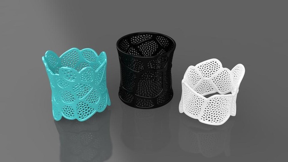 çift Voronoi bilezik takı çekirge 3d mücevher dantel ajur Protonik bilezikler 3d print model - Mito3D