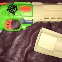 doble golpe hexágono barril juego nerf arma Nerf desintegrador pistola modificación juguete 3d print model - Mito3D