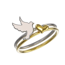 colombe cœur de l'anneau bijoux mignon mariage la saint-valentin l'amour 3d print model - Mito3D