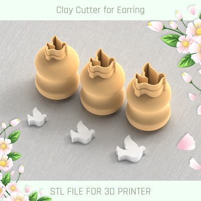 dove valentine's day clay mini cutter tools earring valentines stl jewelry earrings love cutters 3d print model - Mito3D