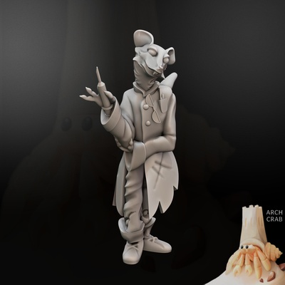 dr magnum rat scientist art 11mm 15mm anthropomorphic call of cthulhu crazy dnd miniature eldritch horror experiment furry mouse rodent rpg sculptures busts 3d print model - Mito3D