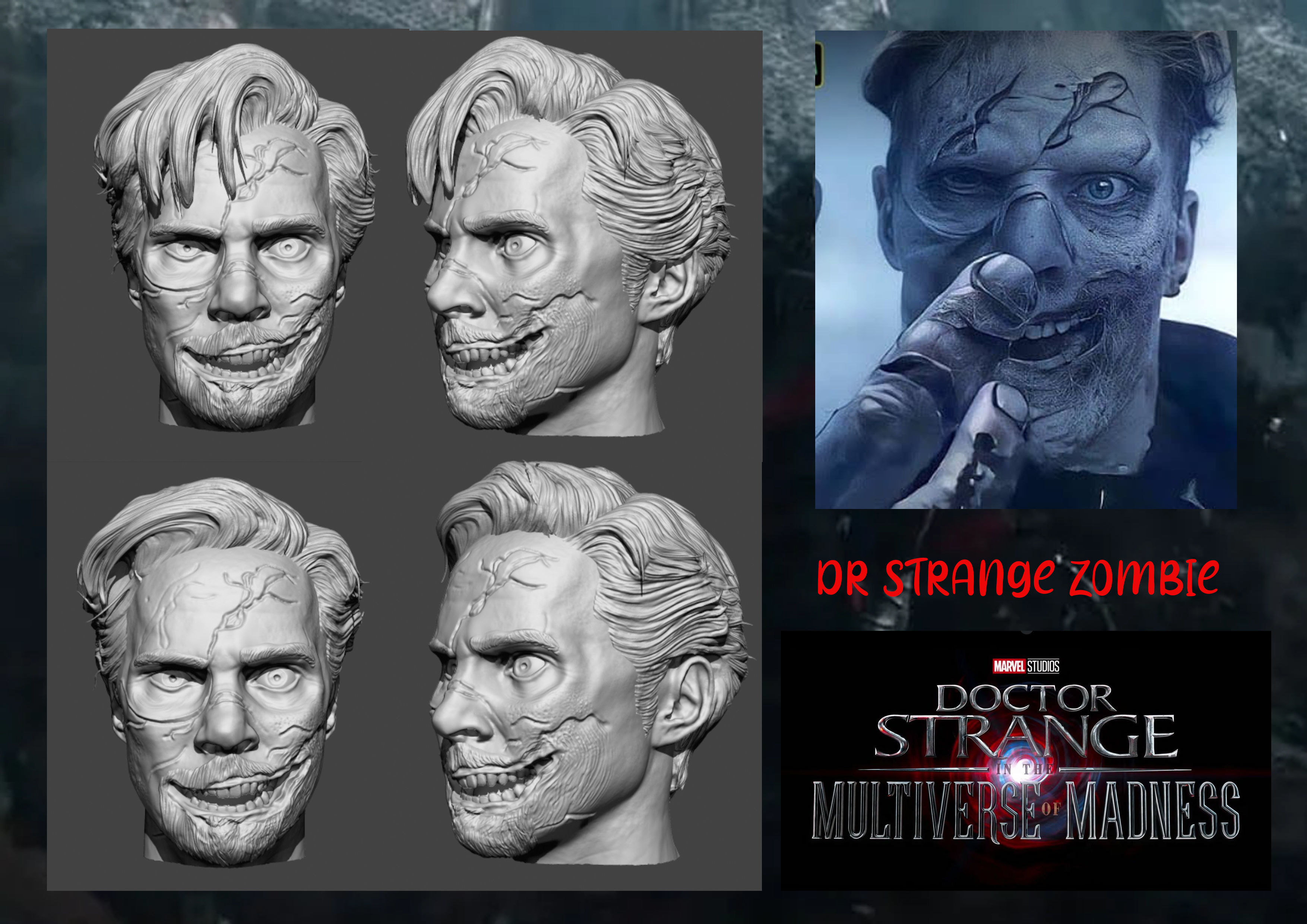dr strange zombie head 3D print model - Mito3D