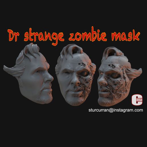 dr strange zombie mask fashion benedict cumberbatch cosplay halloween marvel mcu movie prop props strsange costume 3D print model - Mito3D
