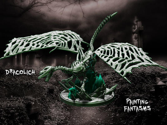 dracolich schwarz drachen lich dnd dungeons mini fantasie tischplatte zombie ghul daurgototh 3d print model - Mito3D