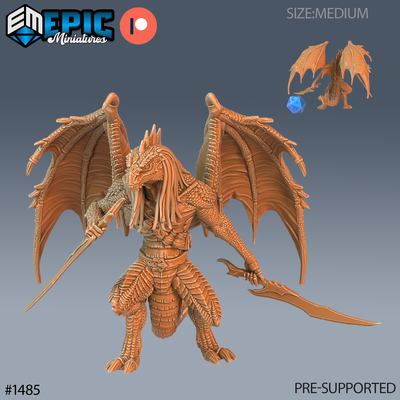 draconic demon green dnd miniature tabletop miniatures gaming monster 3d model rpg dndminis stl file game epic-miniatures dndminiatures 3dprint 3dminiature printedminis 3dprinting dungeon fantasy roleplaying dragon warrior undead pre-supported 3d print model - Mito3D