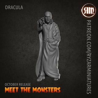 Dracula Spiel darcula Vampir Lugosi Grusel Monster Halloween Tafel entsetzt ttrpg dnd cthulhu Mini Universal Miniatur 28mm 32mm Ryzar ryzarmy Ryzarminiaturen 3d print model - Mito3D