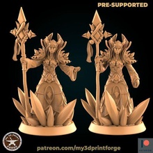 draenei female mage 2 models art wizard magician warcraft wow fantasy dnd miniature resin pre-supported tabletop dungeon figurine stl spell caster 3d print model - Mito3D