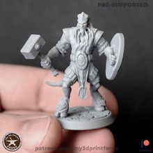 draenei shaman shield mace art warrior warcraft wow fantasy dnd miniature resin pre-supported tabletop dungeon figurine stl 3d print model - Mito3D