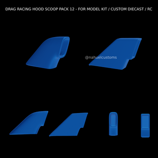 drag racing hood scoop pack 12 - model kit custom diecast rc Game cowl r/c slot pro street stock modified mod boat offshore 3d print model - Mito3D