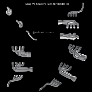 drag v8 headers pack model kit 3d print model - Mito3D