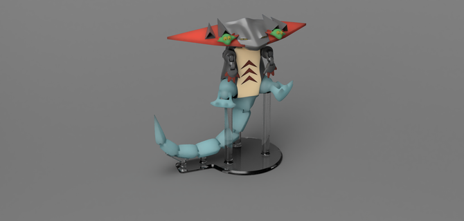 dragapult aticulado pokemon arte fan Arte juguete ventilador criatura continuar fantasma 3d print model - Mito3D