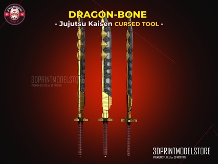 dragon bone amaldiçoado ferramenta Jujutsu Kaisen maki arma Jujutsukaisen osso dragão Dragão cruzado zenin cosplay Bruxas mascarar gojo invertido lança céu 3d print model - Mito3D