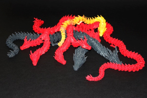 dragon hydre cailleux articuler modulable soutien stl jeu flexi souple jouet articulation articulé construction animal monstre montable caille pique figurine assemblable 3d print model - Mito3D