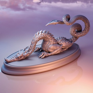 Dragão lagarto fantasia criatura escultura decoração chinês monstro animal rpg personagem mini severo Sombrio guerra borda jogos 3d print model - Mito3D