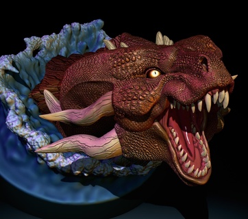 Drachen Miniatur Wasser Dekoration Monster Verlies Fantasie Tier Mythologie mittelalterlich Meer monter 3d print model - Mito3D