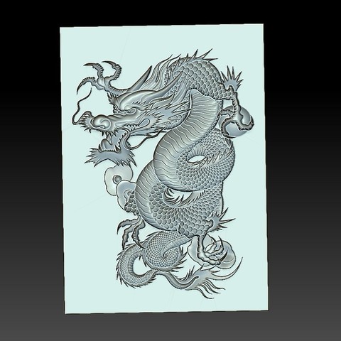 dragon art animal creature oriental relief 3d printing chinese japan scuelpture engraving woodcarving artcam decorative cnc bas-relief decoration 3D print model - Mito3D