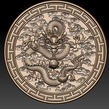 dragon art animal round traditional creature fantasy decorative oriental decoration chinese china artcam bas-relief mold carving 3d cnc scene mythical 3d print model - Mito3D