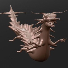 Drachen Kunst drucken Realität seltsam Monster 3dprint Alein Kopf 3d print model - Mito3D