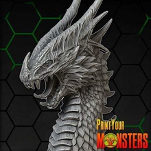 de dragon art sculptures la statue sculpture le monstre d'horreur figure donjons dragons buste médaille bronze 3d print model - Mito3D