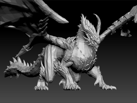 dragon incroyable effrayant jeu lowpoly bureau tester modèle animal royal beauté belle brillant royauté 3d print model - Mito3D