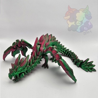 dragon - flexi articulated monster moving wings jaw print place supports flexible jointed animal lizard magic mythology creature folklore fairytale toy 3d print model - Mito3D