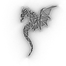 Drago 2d decorazione arredamento interni design arte nerd portachiavi emblema pendente logo accessorio geometrico animale fantasia creatura Dungeons and Dragons Magia mostro dinosauro 3d print model - Mito3D