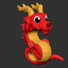 dragon risveglio mad arti art drago anello per chiavi chibi carino piccola cartone animato di disegno anime red orientale kawaii 3d print model - Mito3D