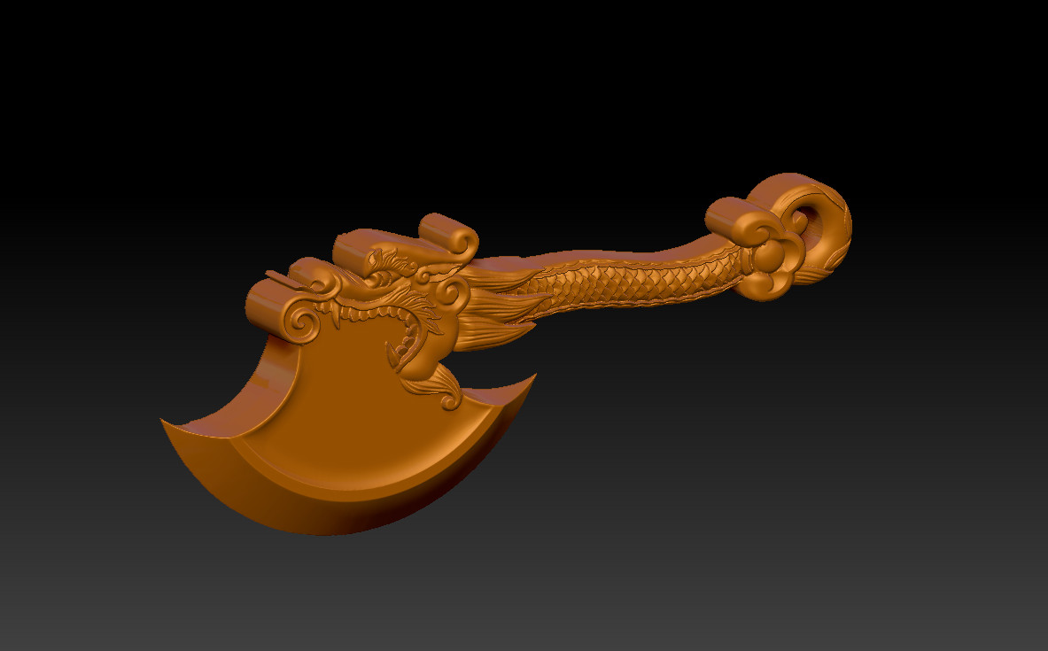 dragon ax pendant 3D print model - Mito3D