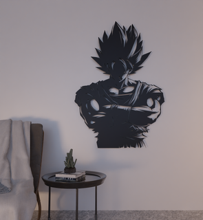dragon Balle mur art goku vois anime décoration déc 2d dessin animé héros prière silhouette fanart personnage 3d print model - Mito3D