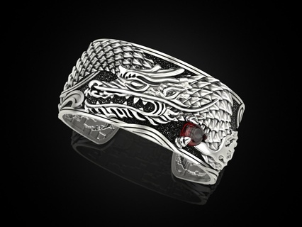 dragon bracelet bijoux impression 3dprinted imprimable conception bijou d'or mode or prototypage motard noircissement 3d print model - Mito3D