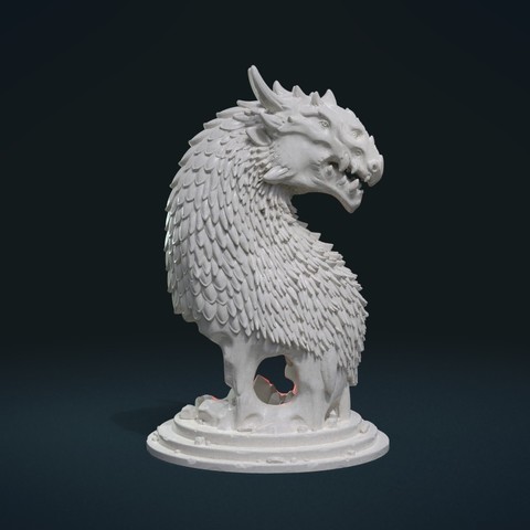 dragon busto art fantasia creatura scala le corna il demone inferno diavolo la scultura figurina bestia 3D print model - Mito3D