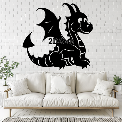 dragon cartoon children style 2d wall art window - digital stl & svg file home children's 3d printing laser cutting home decor cults3d download playroom decoration birthday gift themed party christmas creative fantasy pediatric office library storytelling 3d print model - Mito3D