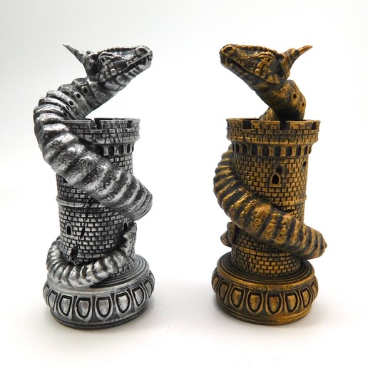 dragon chess wyrm rook game resin 3D print model - Mito3D