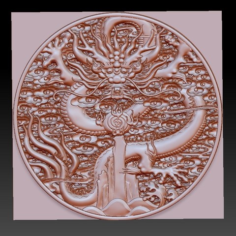 dragon clouds art 3d animal artcam china cnc decorative emboss engraving oriental relief traditional woodcarving 3D print model - Mito3D