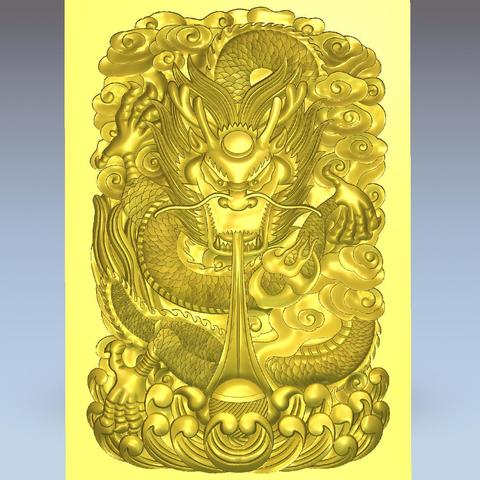 dragon Wolken Kunst Kreatur oriental die Erleichterung cnc 3d-drucken Chinesisch japan Skulptur Gravur Holzschnitzerei artcam traditionelle 3D print model - Mito3D