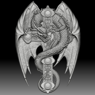 dragon cross bas-relief cnc router 3d printer stl relief coin medal 3d print model - Mito3D