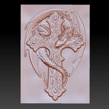 dragon cross art jewelry emboss bas-relief cnc 3d artcam woodcarving engraving sculpture animal 3d print model - Mito3D
