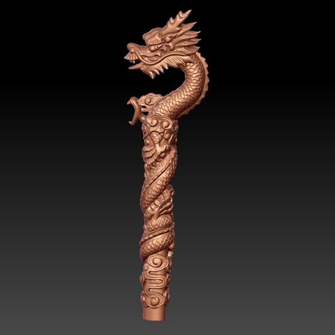 dragón de la muleta art animal las espadas mango del cuchillo decoración cnc 3d escultura imprimible 3D print model - Mito3D