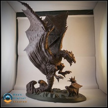 dragon diorama basiert rathalos monster hunter verschiedene statue Skulptur Tier 3d print model - Mito3D